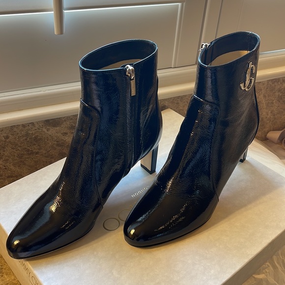 NWT Jimmy choo Black patent Ankle Boots 65. Size 38 - Picture 11 of 12